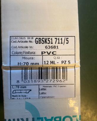 Battiscopa in pvc bianco 76,8 metri lineari