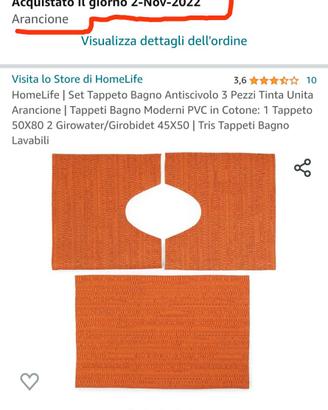 Set tappeti da bagno arancione