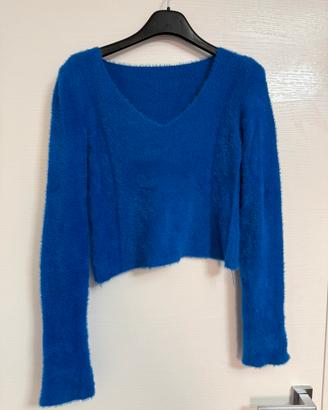 Maglietta blu in morbido filato
