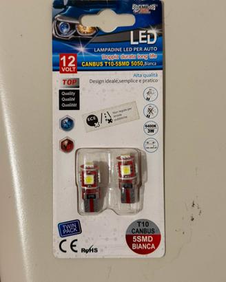 Coppia lampadine LED T10 W5W CANBUS 6400K NUOVE