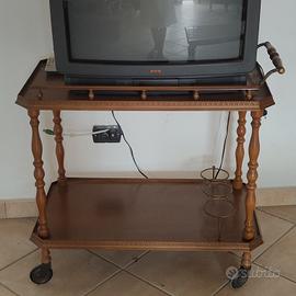 Carrello noce anni '50 con portabottiglie