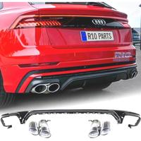 DIFFUSORE AUDI Q8 18-23 LOOK SQ8 NERO + TERMINALI 