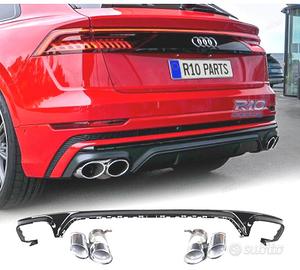 DIFFUSORE AUDI Q8 18-23 LOOK SQ8 NERO + TERMINALI 
