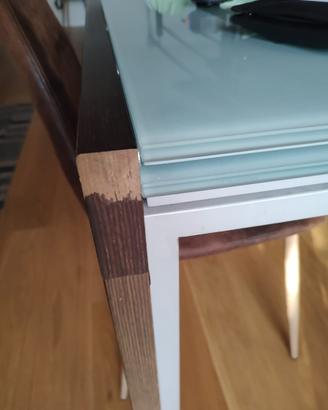 Tavolo scorrevole vetro e legno