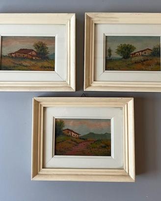 Tre Quadri ad olio Renè Originali Anni 50
