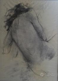 Quadro carboncino originale - Nudo di schiena