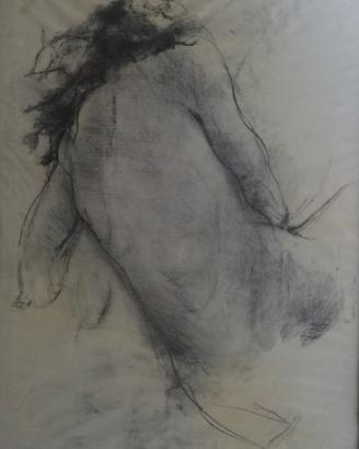 Quadro carboncino originale - Nudo di schiena