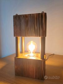 Lampada Industrial in Legno Fiammato handmade