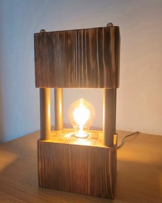 Lampada Industrial in Legno Fiammato handmade