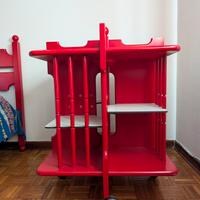 libreria vintage laccata rossa