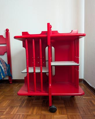 libreria,letto,comodino,scrivania,armadio,rosso 
