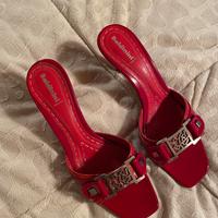 Ciabatte rosse in pelle Baldinini 38 - tacco 8 cm