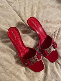 Ciabatte rosse in pelle Baldinini 38 - tacco 8 cm