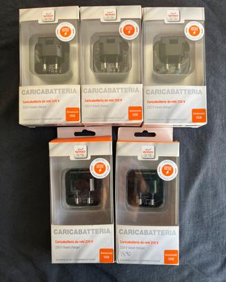 Set 5pz Caricatori 1 entrata usb pieghevoli 2A