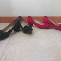 Scarpe 38 ballerine scamosciate tacco 4 cm
