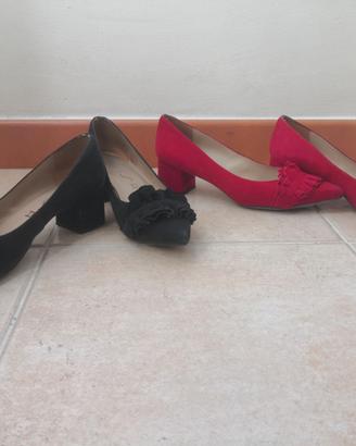 Scarpe 38 ballerine scamosciate tacco 4 cm