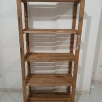 Scaffale Artigianale in legno, 5 Ripiani.