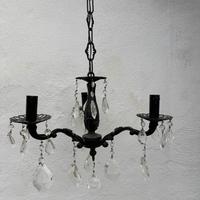 Lampadario nero con cristalli