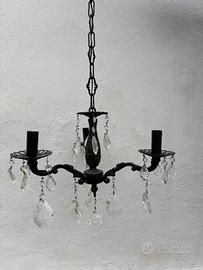 Lampadario nero con cristalli