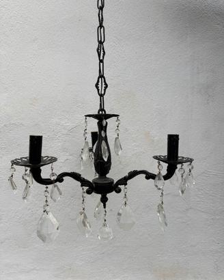 Lampadario nero con cristalli