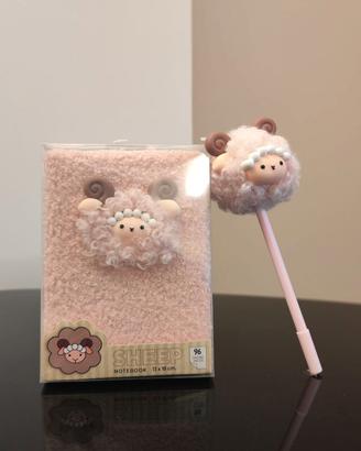 Quaderno Sheep rosa 13x18 cm con penna coordinata
