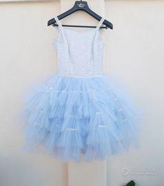 Abito pizzo  tulle azzurro  festival Cosplay ballo