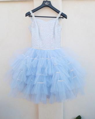 Abito pizzo  tulle azzurro  festival Cosplay ballo