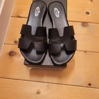 Ciabatte pelle nera Donna 