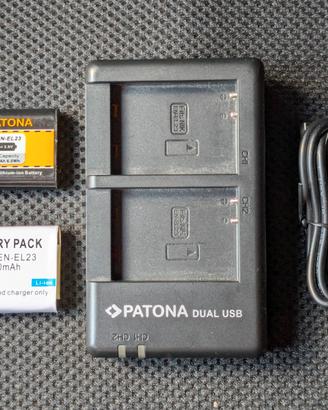 Caricabatterie Patona + 2 batterie per Nikon P900