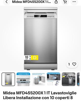 Lavastoviglie Midea larghezza 45cm