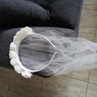 Cerchietto per comunione con fiori e tulle