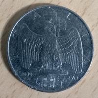 Moneta 1 lira 1939 errore di conio 