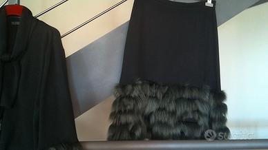 Completo gonna e giacca con inserti vera volpe