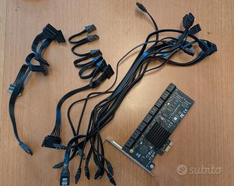 Scheda PCIe SATA 16 porte con cavi e splitter