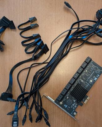 Scheda PCIe SATA 16 porte con cavi e splitter