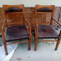 Poltroncine cuoio e legno