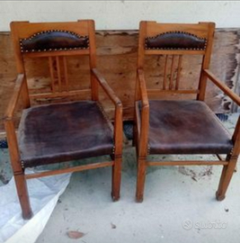 Poltroncine cuoio e legno