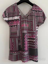 Blusa donna M&Co patchwork rosa e nera Taglia S/M