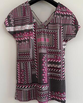 Blusa donna M&Co patchwork rosa e nera Taglia S/M
