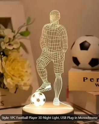 Lampada 3D da Notte “Calciatore” USB – Luce Decora