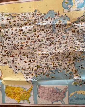 Mappa Vintage USA anni 50 - grande mappa America