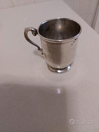 antico bicchiere portapenne in argento 800