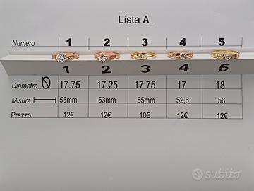Anelli placcati oro giallo oro rosso (lista A)