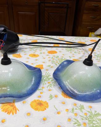 Coppia di Lampadari in Vetro di Murano con Faretti