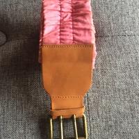 Cintura donna vintage rosa stoffa elastica e cuoio