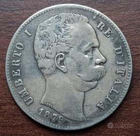 5 LIRE IN ARGENTO RE UMBERTO I