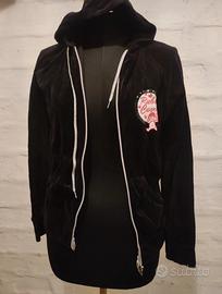 Felpa con cappuccio e zip, tipo ciniglia