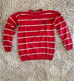 maglione benetton rosso con righe grige