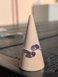 anello in argento 925 e ametista 