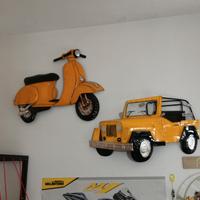 vespa e jeep tridimensionale quadro da parete 